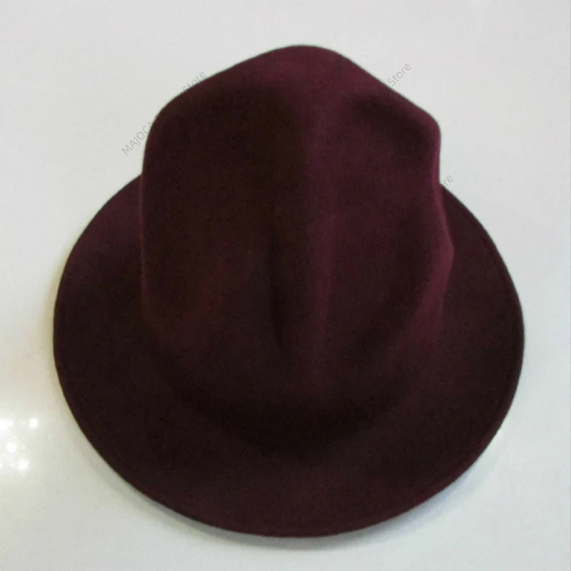 Fedora Hat Wool - หมวกเฟโดราทำจากขนสัตว์ออสเตรเลีย 100% สไตล์เรโทร หมวกทรงภูเขา สำหรับทุกเพศ ขอบกว้าง