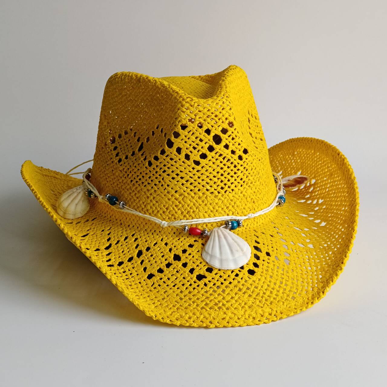 หมวกคาวบอยสีเหลืองสดใส หมวกฟาง - Cowboy Hat Straw บทวิจารณ์และราคา