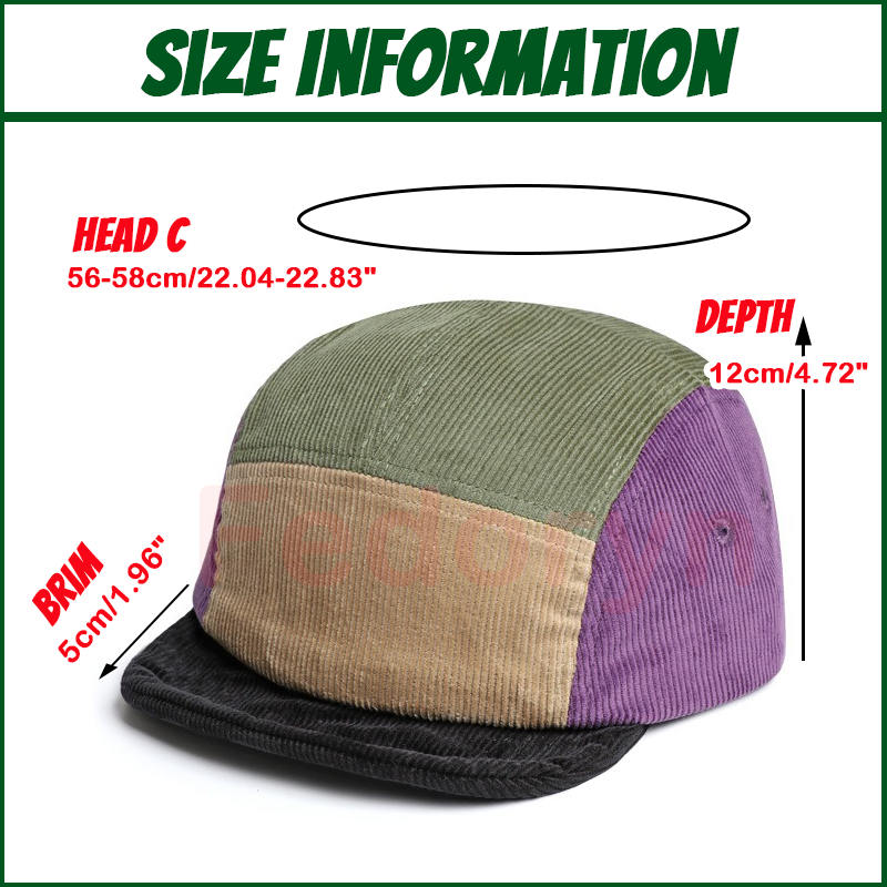 Fedoryn เย็บปักถักร้อยที่กําหน - Corduroy Cap 5 Panel บทวิจารณ์และราคา