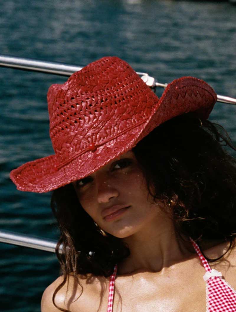 คาวบอยหมวกสีแดงมือวาดฤดูร้อนหม - Cowboy Hat Straw บทวิจารณ์และราคา