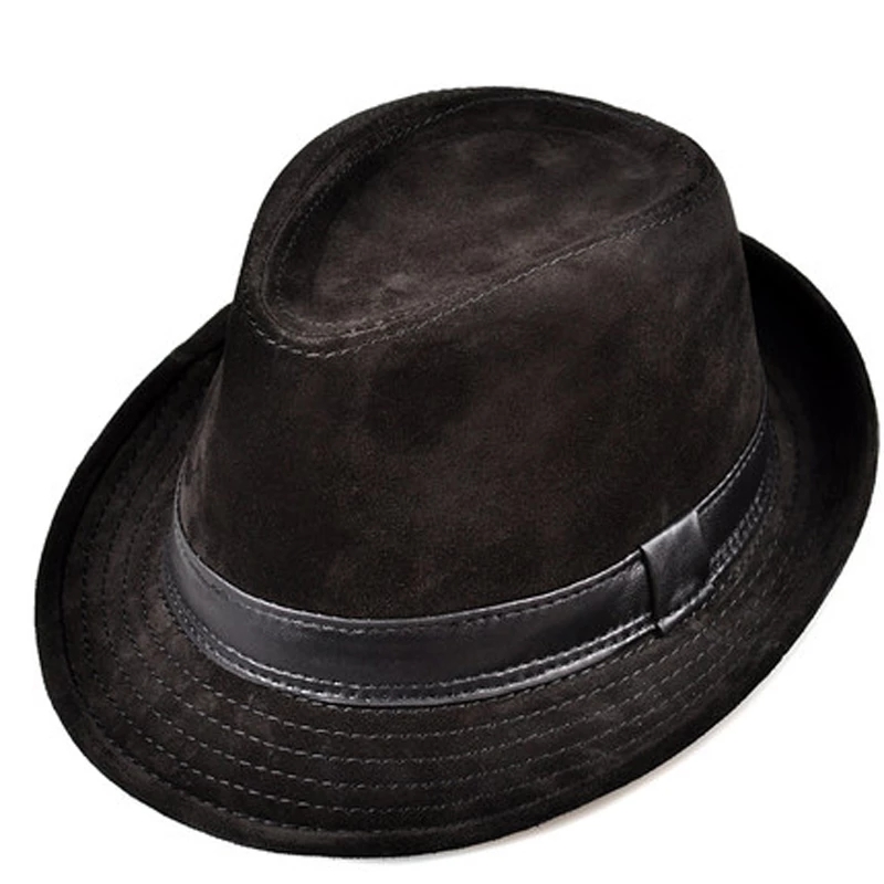 ผู้ชายหนังหนังนิ่มหนังวัว Nubu - Fedora Hat Wool บทวิจารณ์และราคา