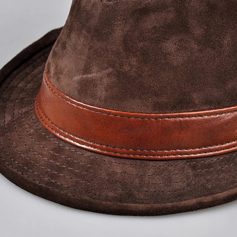 ผู้ชายหนังหนังนิ่มหนังวัว Nubu - Fedora Hat Wool บทวิจารณ์และราคา